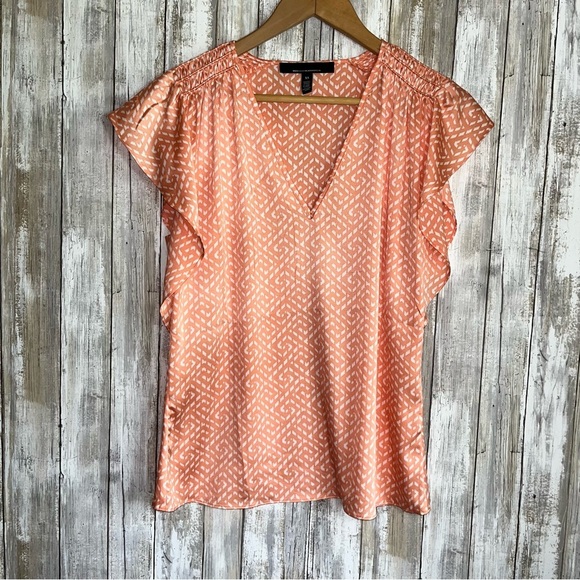 White House Black Market Peachy Flutter Sleeve Blouse - Picture 2 of 6